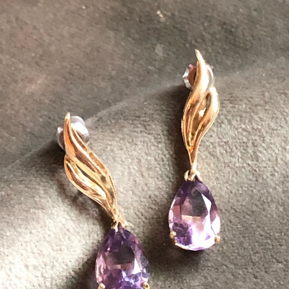 14k amethyst drop earrings - Picture 8 of 14